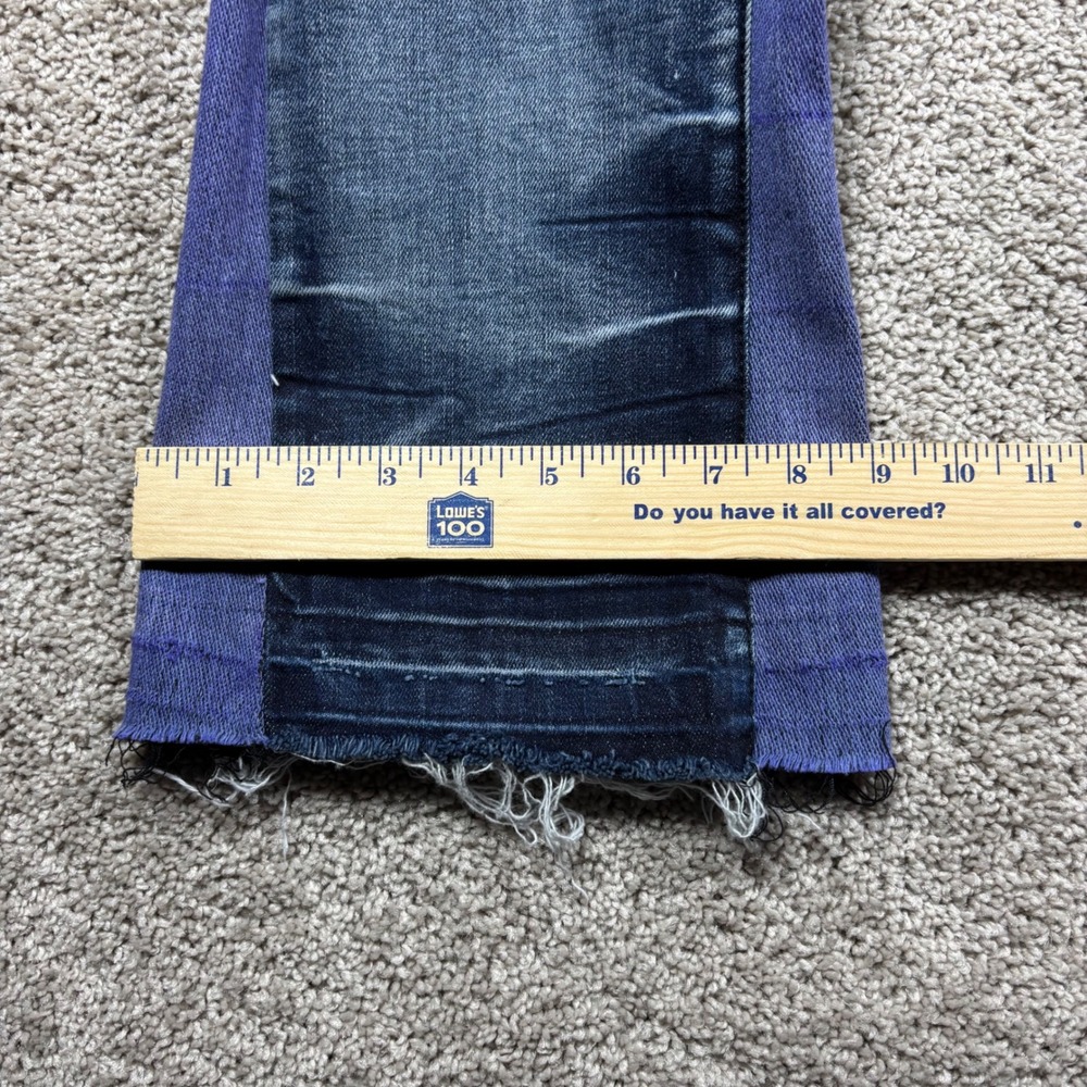 Valabasas Mens Patchwork Stacked Flare Jeans Black Blue Purple 36 Distressed - Picture 6 of 9